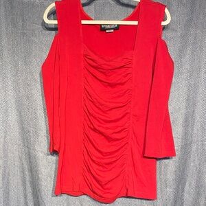 The Pyramid Collection Scarlet Cold Shoulder Blouse